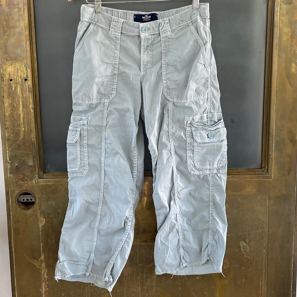 Vintage Hollister Y2K Low Rise Baggy Cargo Pants Baby Blue S